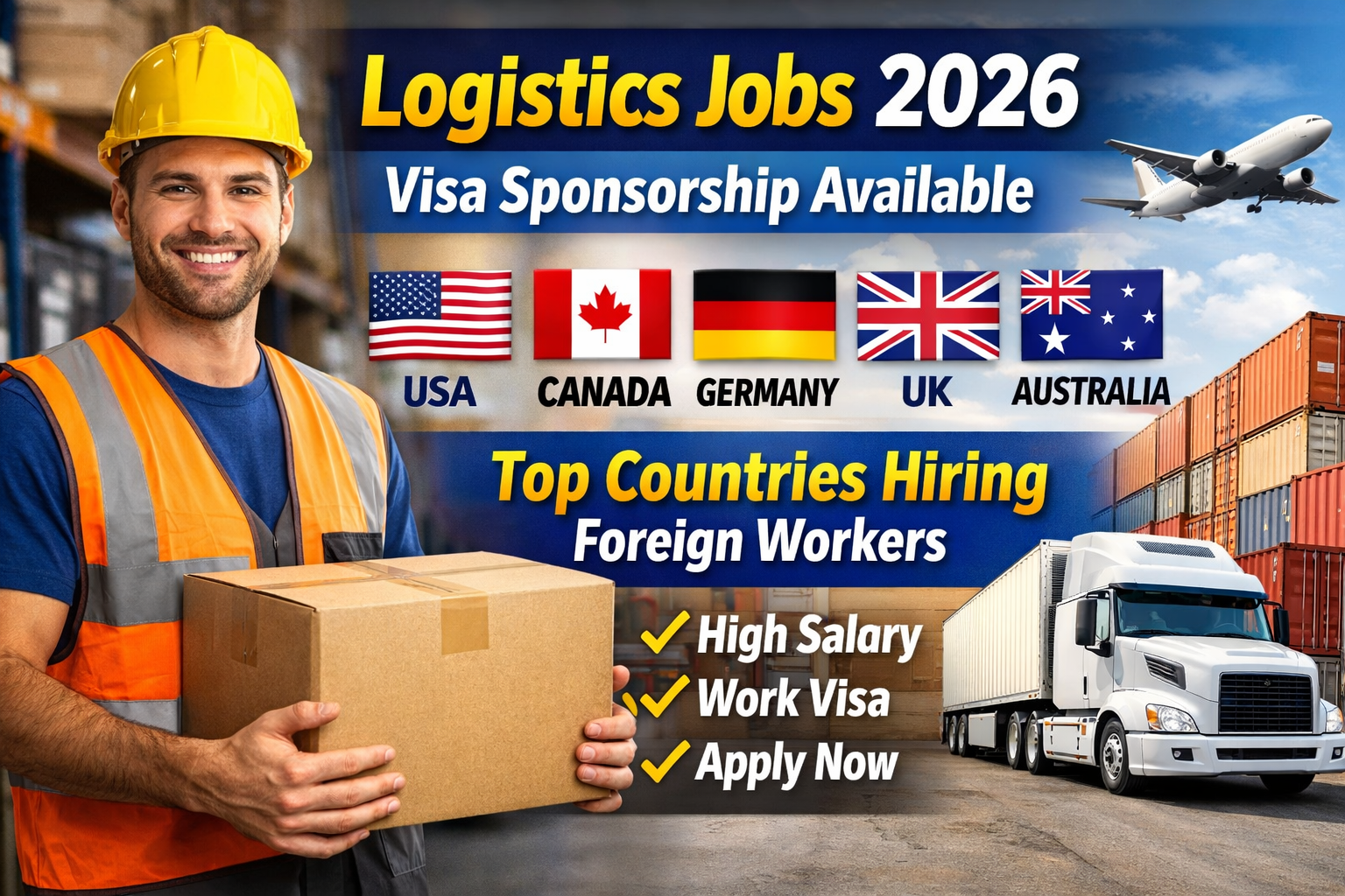 Top Countries Offering Logistics Jobs with Visa Sponsorship in 2026 is a complete guide for foreign workers looking for warehouse, driver, packing, and supply chain jobs abroad. This guide explains which countries are hiring, visa sponsorship options, salary expectations, and how to apply through official job portals safely.