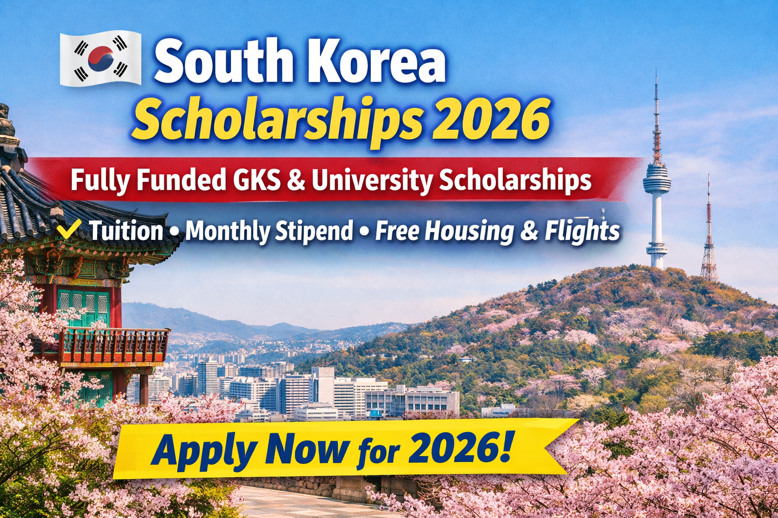 South Korea Scholarships 2026 offer fully funded opportunities for international students who want to study in South Korea. These scholarships cover tuition fees, living expenses, and travel costs, making it easier for students to pursue undergraduate, master’s, and PhD programs at top Korean universities.